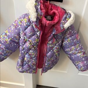Snozu Pink and Purple Heart Puffer Jacket